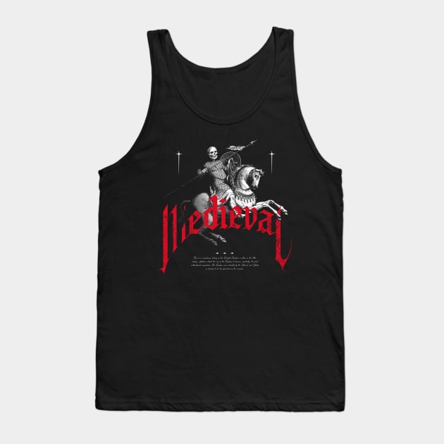 Vintage Medieval Skeleton on Horse | Vintage | Dark Fantasy Tank Top by AngryBlackDog